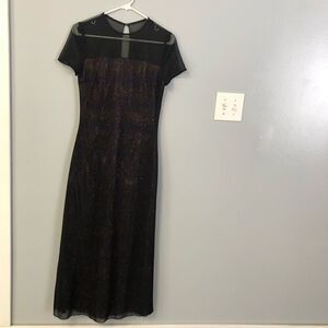 sheer overlay‎ long colorful metallic hair confetti cap sleeve vintage y2k